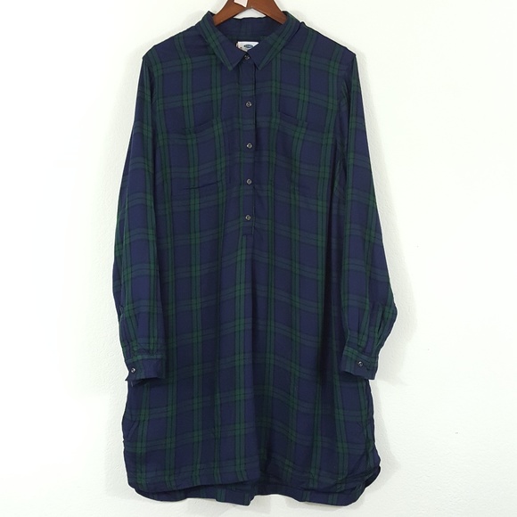 Old Navy Dresses | Old Navy Nwt Blue Black Green Plaid Dress Xl | Poshmark